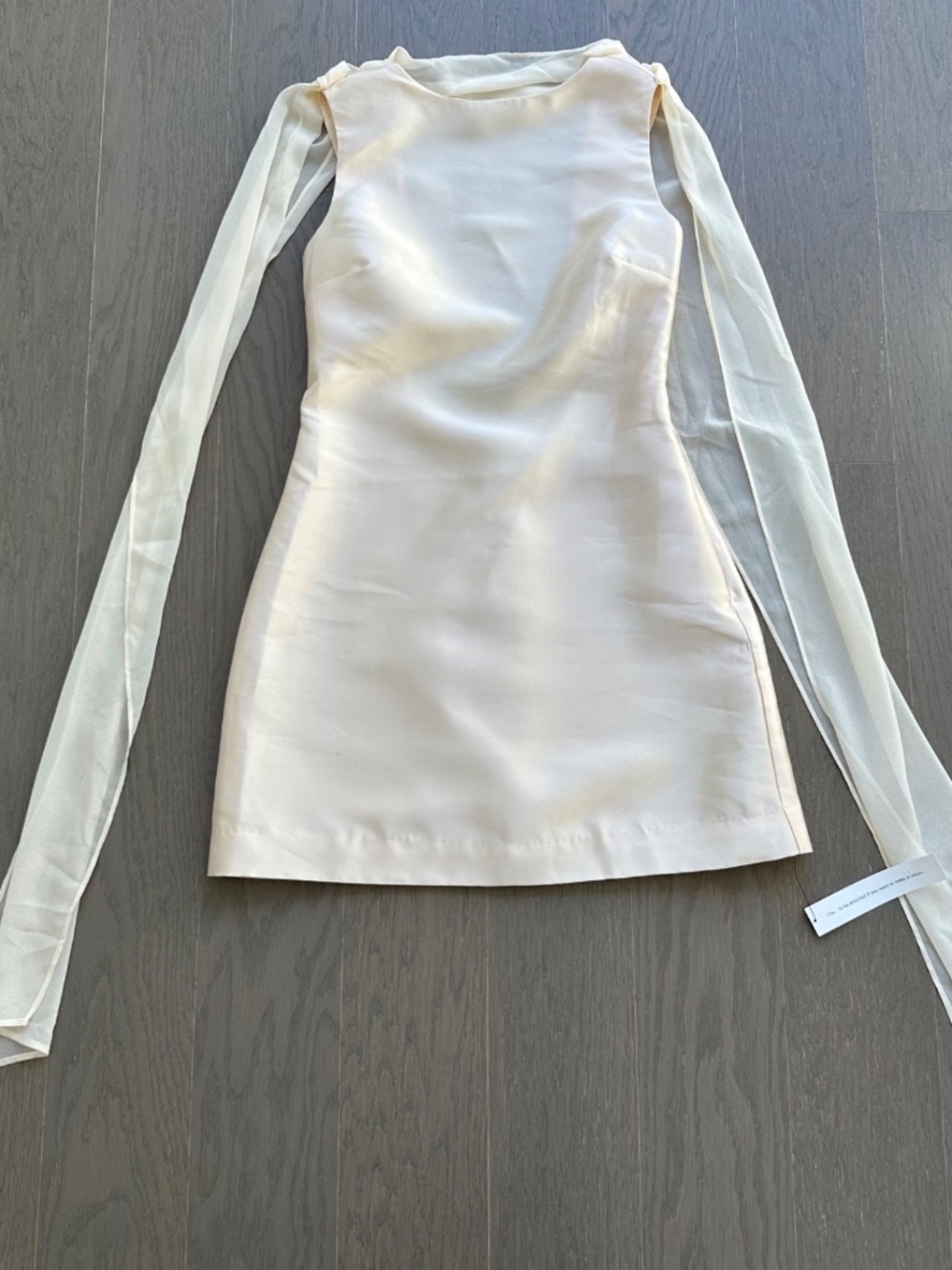 Reformation Ecru Mini Dress 0 satin with scarf - Picture 2 of 11